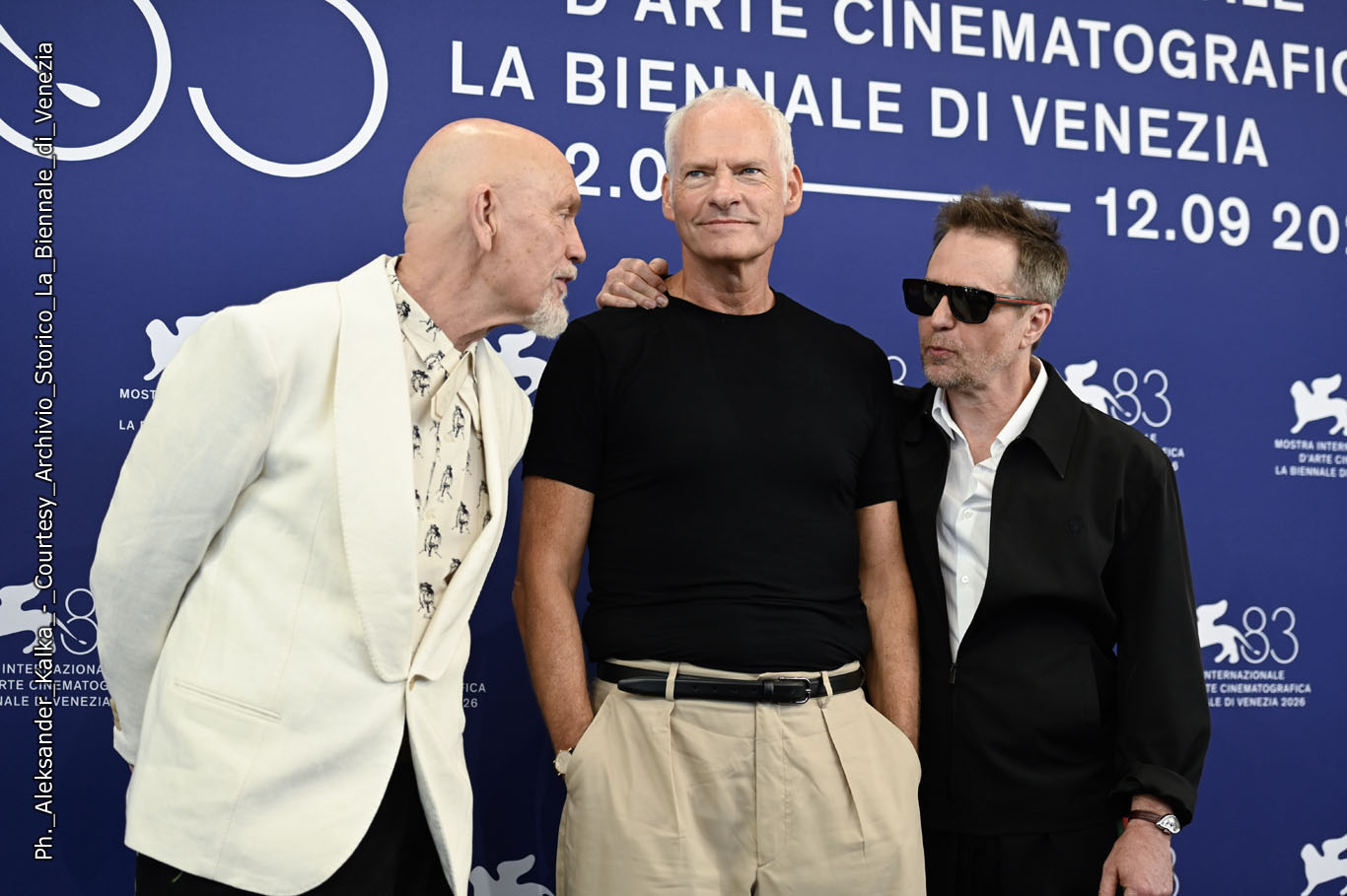 John Malkovich, Martin McDonagh e Sam Rockwell al photocall di Wild Horse Nine